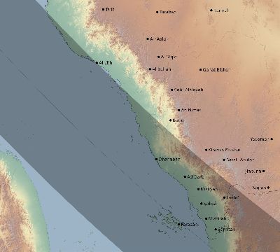 Map of the eclipse path across Saudi Arabia on 09/22/2750