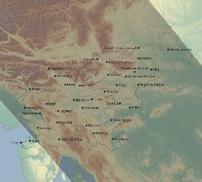Map of the eclipse path across Slovenia on 09/22/2750