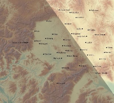 Map of the eclipse path across Kosovo on 09/22/2750