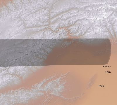 Map of the eclipse path across China on 03/19/2751