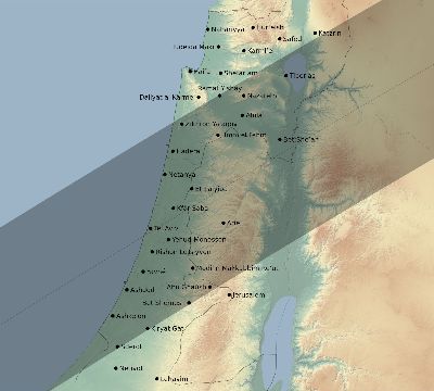 Map of the eclipse path across Israel on 03/19/2751
