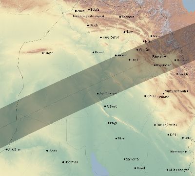Map of the eclipse path across Iraq on 03/19/2751