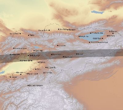 Map of the eclipse path across Kyrgyzstan on 03/19/2751