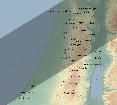 Map of the eclipse path across Palestine on 03/19/2751