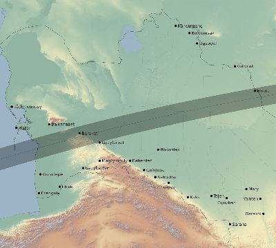 Map of the eclipse path across Turkmenistan on 03/19/2751