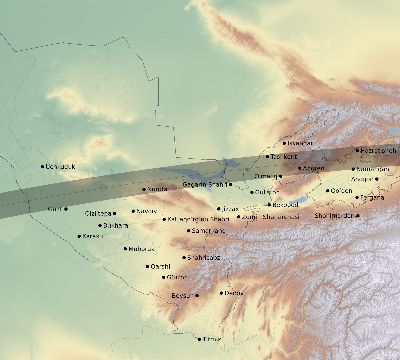 Map of the eclipse path across Uzbekistan on 03/19/2751