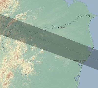 Map of the eclipse path across Nicaragua on 09/11/2751