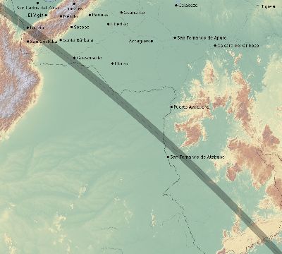 Map of the eclipse path across Venezuela on 09/11/2751