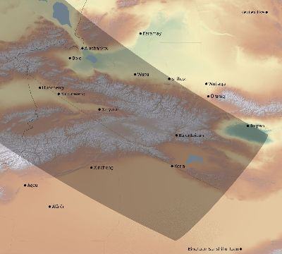 Map of the eclipse path across China on 07/22/2753