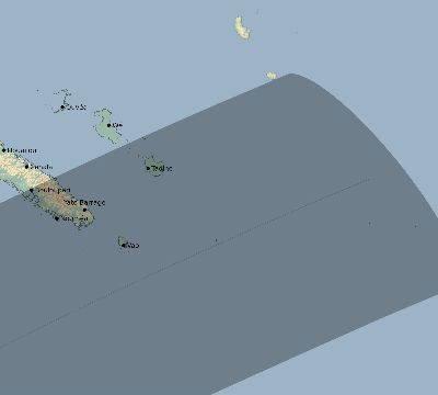 Map of the eclipse path across New Caledonia on 01/15/2754