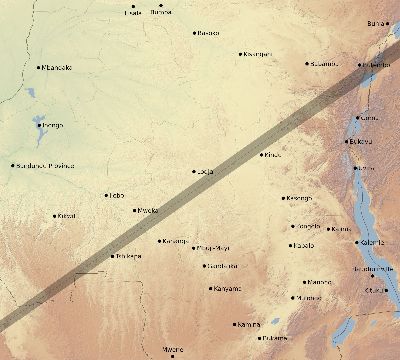 Map of the eclipse path across DR Congo on 01/04/2755