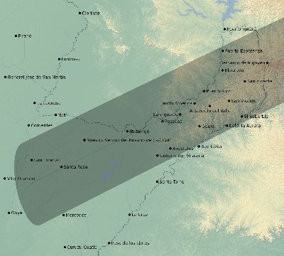 Map of the eclipse path across Argentina on 07/01/2755