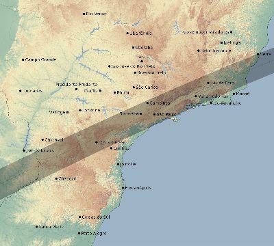 Map of the eclipse path across Brazil on 07/01/2755