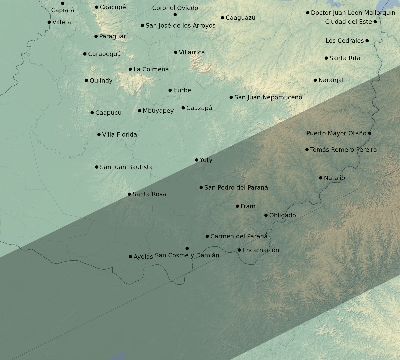 Map of the eclipse path across Paraguay on 07/01/2755