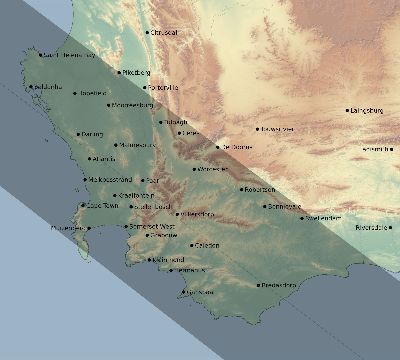 Map of the eclipse path across South Africa on 07/01/2755