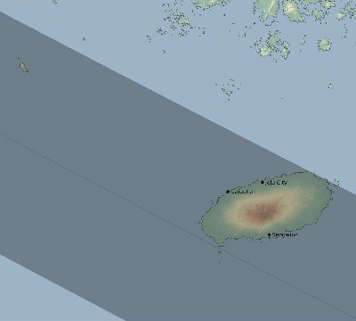 Map of the eclipse path across South Korea on 12/25/2755