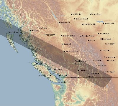 Map of the eclipse path across Canada on 05/10/2757