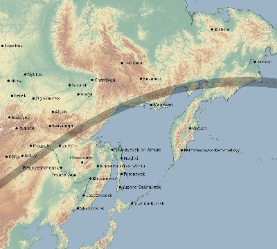 Map of the eclipse path across Russia on 05/10/2757