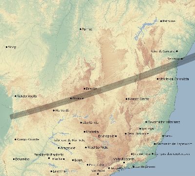 Map of the eclipse path across Brazil on 04/29/2758