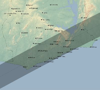 Map of the eclipse path across Ghana on 04/29/2758