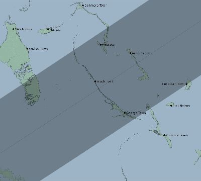 Map of the eclipse path across Bahamas on 02/27/2761