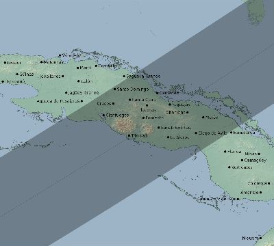 Map of the eclipse path across Cuba on 02/27/2761