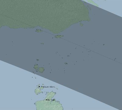 Map of the eclipse path across Australia on 08/22/2761