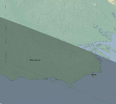 Map of the eclipse path across Papua New Guinea on 08/22/2761