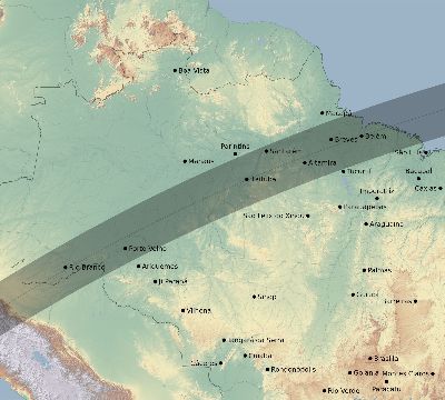 Map of the eclipse path across Brazil on 02/16/2762