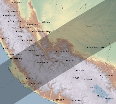 Map of the eclipse path across Peru on 02/16/2762