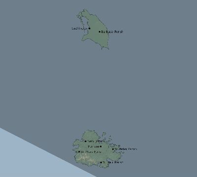 Map of the eclipse path across Antigua and Barbuda on 08/12/2762