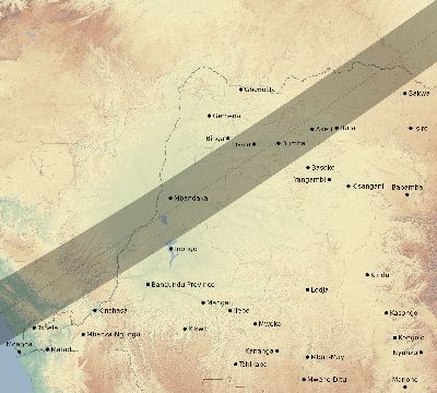Map of the eclipse path across DR Congo on 06/10/2765