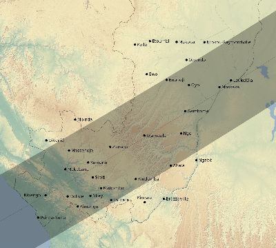 Map of the eclipse path across Republic of the Congo on 06/10/2765