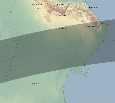 Map of the eclipse path across Oman on 06/10/2765
