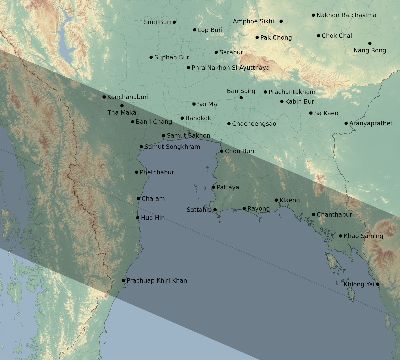 Map of the eclipse path across Thailand on 06/10/2765