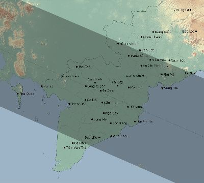 Map of the eclipse path across Vietnam on 06/10/2765