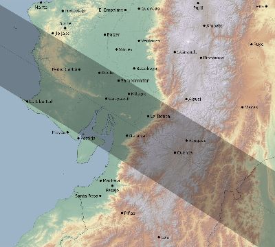 Map of the eclipse path across Ecuador on 12/04/2765