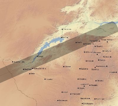 Map of the eclipse path across Zimbabwe on 12/04/2765