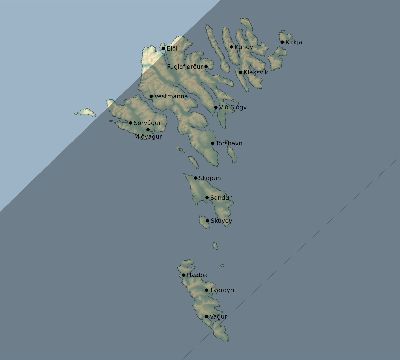 Map of the eclipse path across Faroe Islands on 05/30/2766