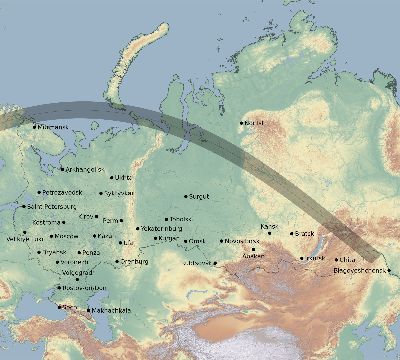 Map of the eclipse path across Russia on 05/30/2766