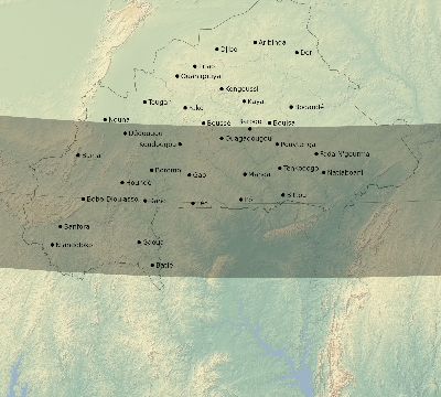 Map of the eclipse path across Burkina Faso on 10/03/2768