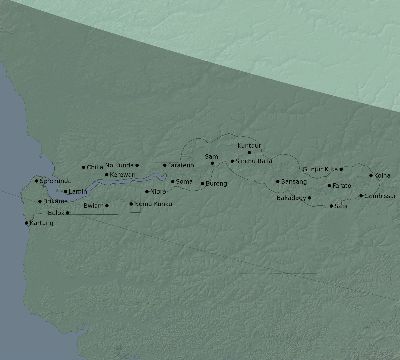 Map of the eclipse path across Gambia on 10/03/2768