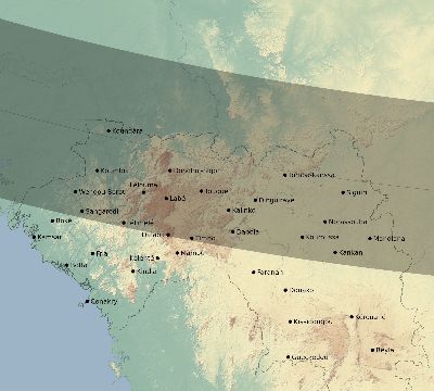 Map of the eclipse path across Guinea on 10/03/2768