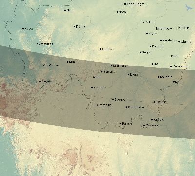 Map of the eclipse path across Mali on 10/03/2768