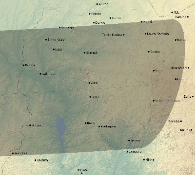 Map of the eclipse path across Nigeria on 10/03/2768