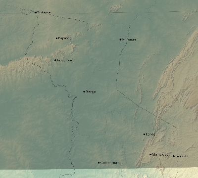 Map of the eclipse path across Togo on 10/03/2768