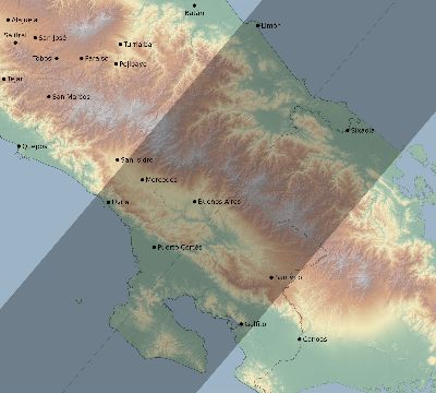 Map of the eclipse path across Costa Rica on 03/30/2769