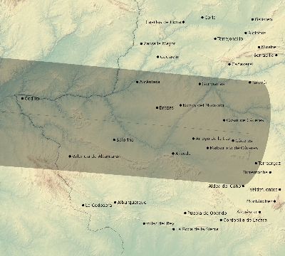 Map of the eclipse path across Spain on 03/30/2769