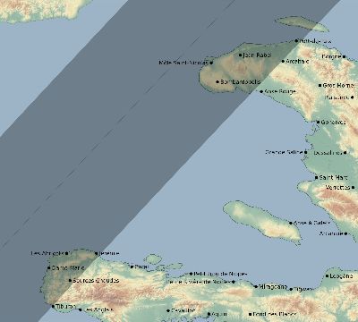 Map of the eclipse path across Haiti on 03/30/2769
