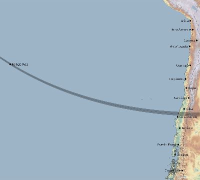 Map of the eclipse path across Chile on 09/22/2769
